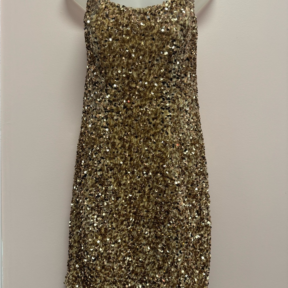 Prom Elegant Sequin Gold Dress